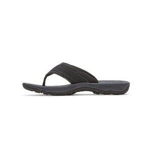NWT ROCKPORT Mens Black Comfort Hayes Round Toe Slip On Thong Sandals 10
